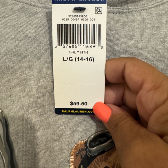 Polo grey youth hoodie size lg 14/16 - Picture 2 of 2